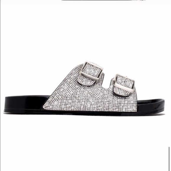 Jelly Double Duckle Rhinestone Slip On Sandals - Picture 8 of 8
